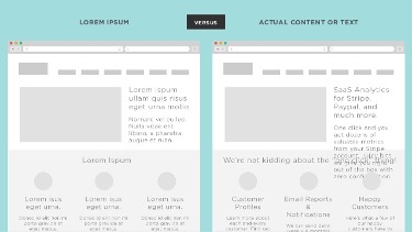 a comparison - lorem ipsum vs actual content or text